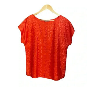 VGT Y2K AANSWORTH Women's Blouse Top Scoop Neck Sleeveless Shiny Front Red L